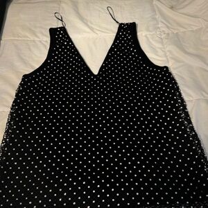 INC  Women's V Neck Rhinestone Sleeveless Sweater Black Size M